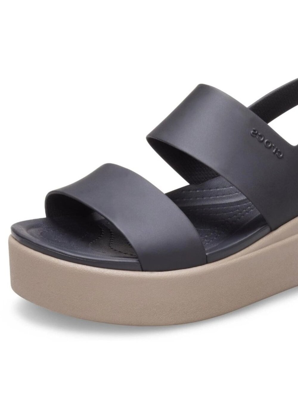 Crocs Brooklyn Low Wedge Sandals Black/Mushroom 7 M - Picture 2 of 6
